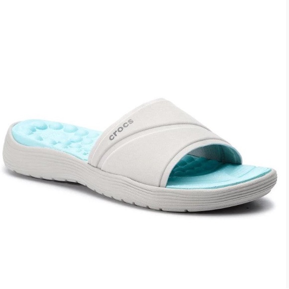 Crocs Women's Reviva Slide Sandal ~ Pearl White / Ice Blue ~ Size 10 & 11 ~ NEW - Picture 4 of 14